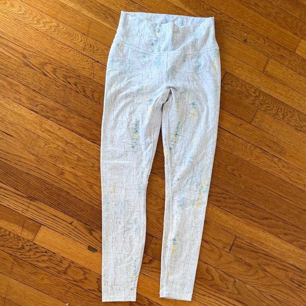 FP Movement by Free People White and Yellow Patterned Leggings